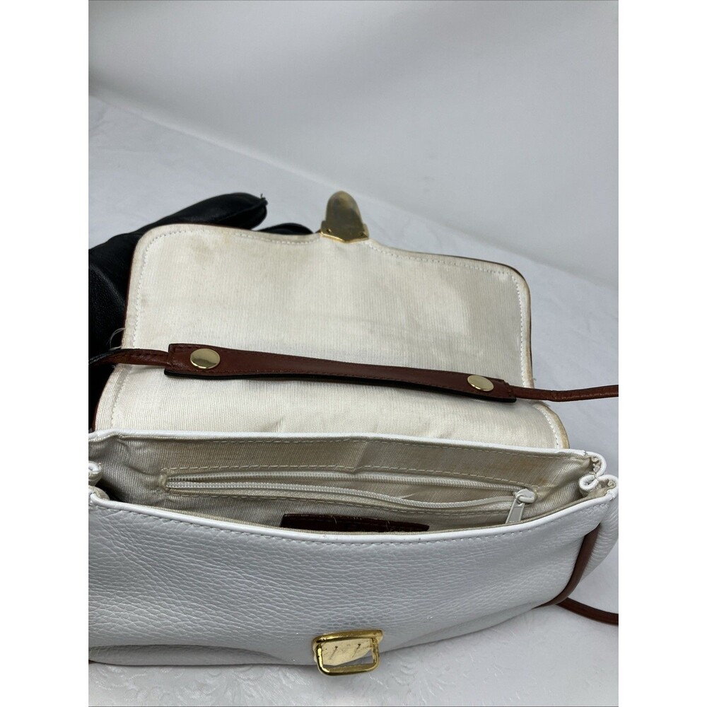 Etienne Aigner Crossbody Bag Purse White Brown Leather Pebbled Vintage - Picture 13 of 16